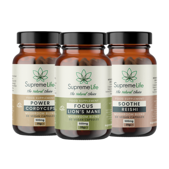 Menopause Support: Lions Mane Reishi and Cordyceps Capsules Bundle
